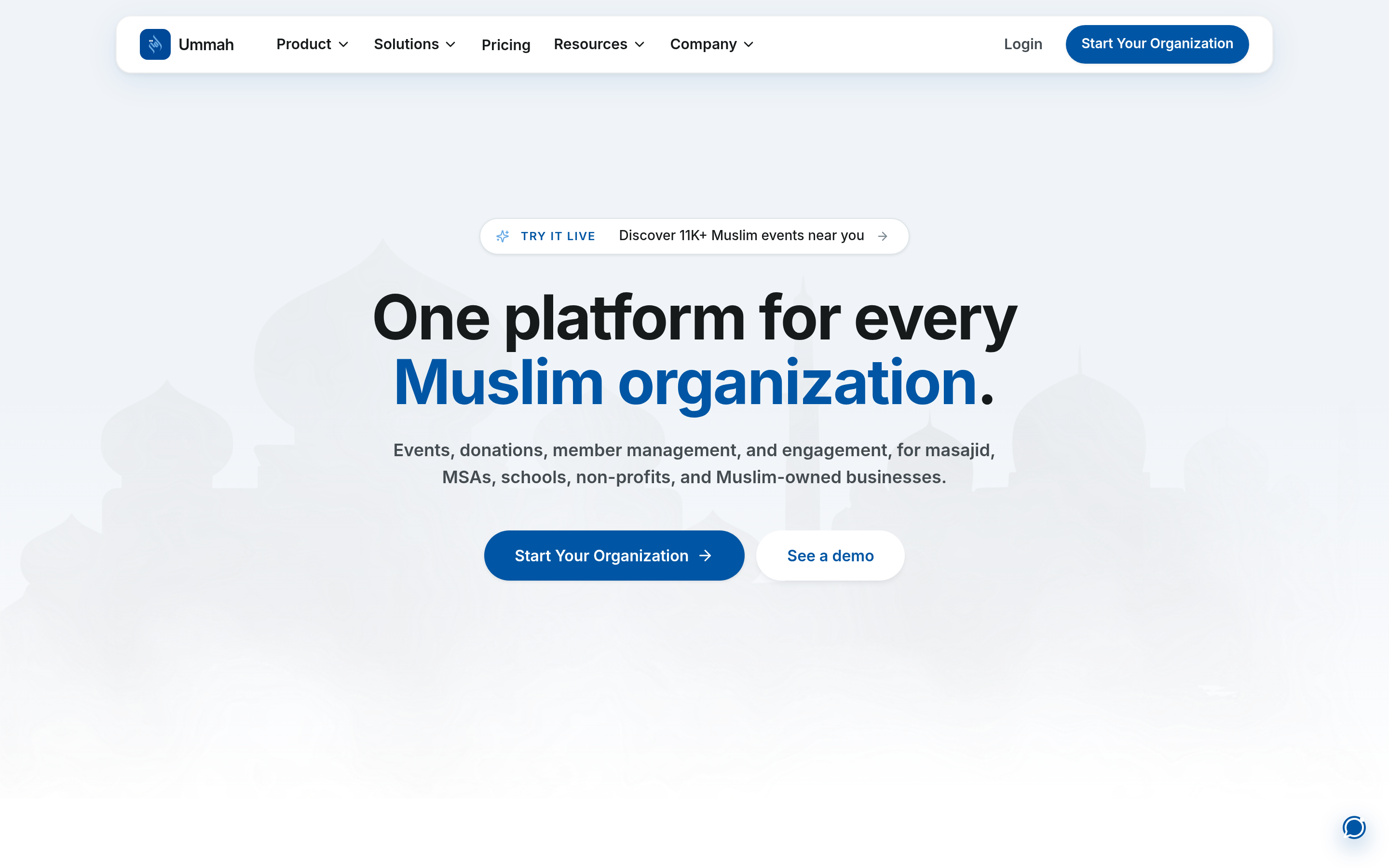 Ummah platform homepage
